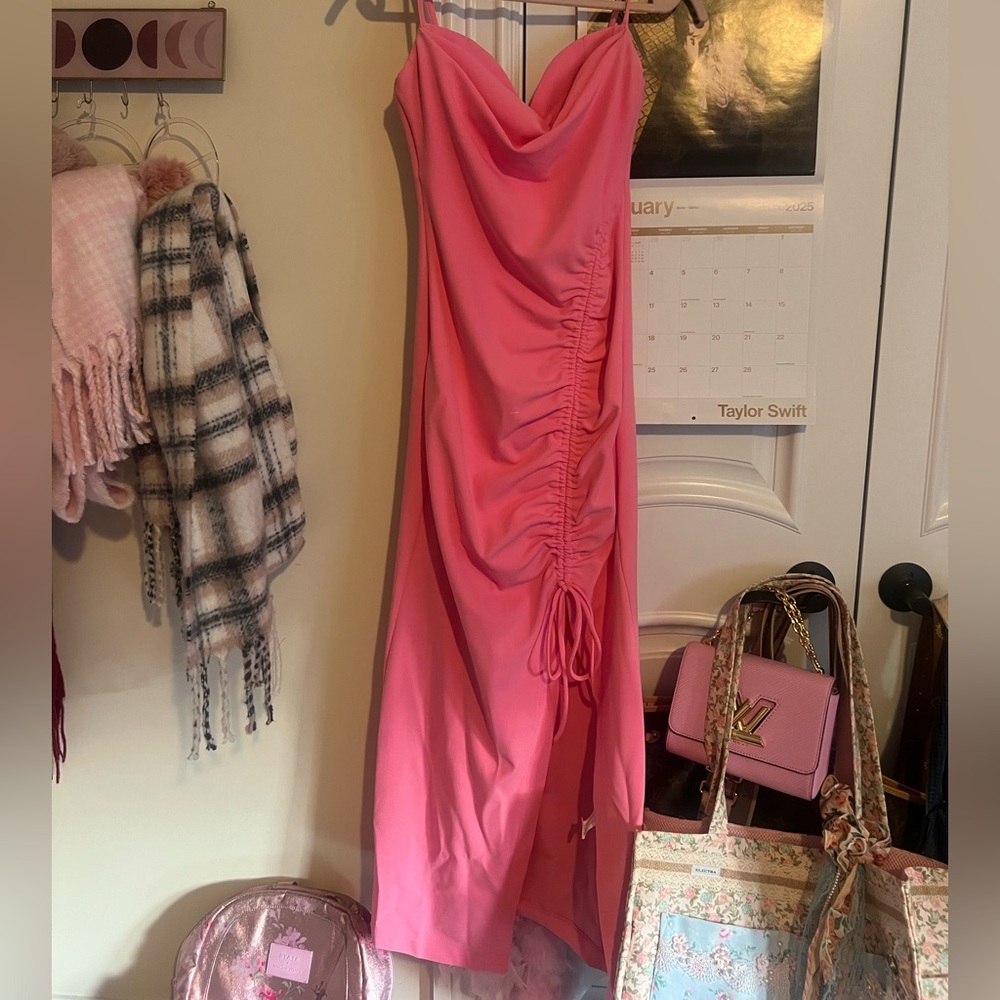 Bright Pink Maxi Dress with Slit!